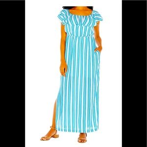 Caribbean Joe striped blue/green/white maxi 💙🌴💚